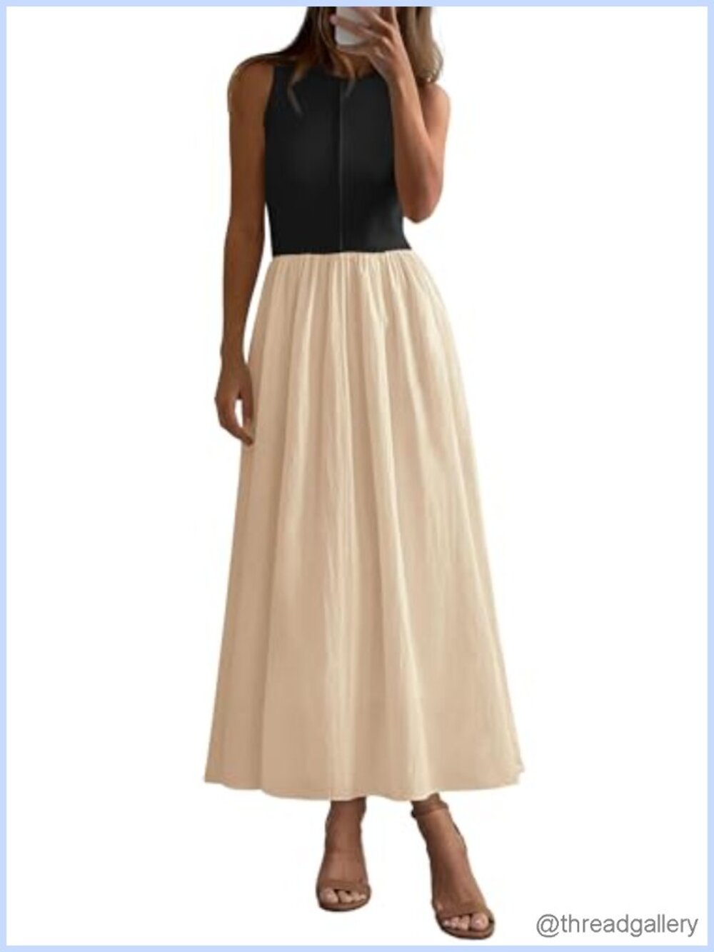 PRETTYGARDEN Pleated Maxi Dress with Pockets A-Line Flowy Sleeveless